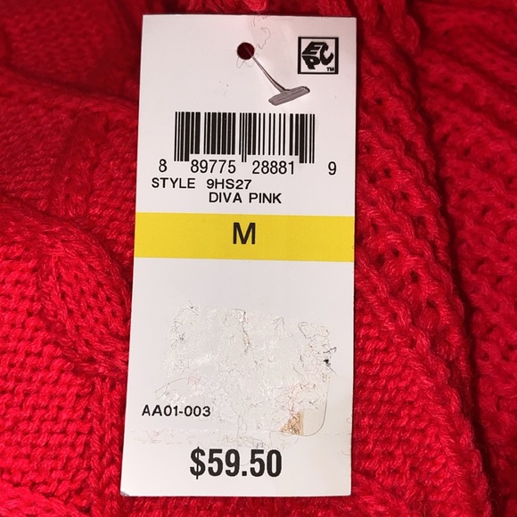 American Rag Juniors Tunic Cable Knit Sweater Diva Pink M L XL XXL 9HS27 - Picture 6 of 12